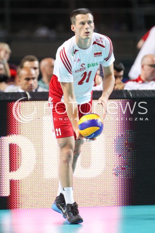  22.08.2015 TORUN ARENA<br />XIII MEMORIAL HUBERTA JERZEGO WAGNERA <br />MECZ POLSKA - JAPONIA ( MATCH POLAND - JAPAN ) <br />N/Z RAFAL BUSZEK SYLWETKA <br /> 