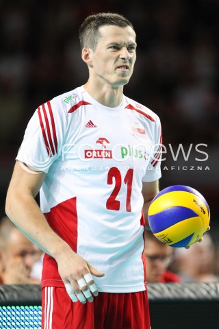  22.08.2015 TORUN ARENA<br />XIII MEMORIAL HUBERTA JERZEGO WAGNERA <br />MECZ POLSKA - JAPONIA ( MATCH POLAND - JAPAN ) <br />N/Z RAFAL BUSZEK SYLWETKA <br /> 