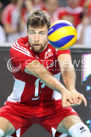  23.08.2015 TORUN ARENA<br />XIII MEMORIAL HUBERTA JERZEGO WAGNERA <br />MECZ POLSKA - IRAN ( MATCH POLAND - IRAN ) <br />N/Z MICHAL KUBIAK SYLWETKA <br /> 