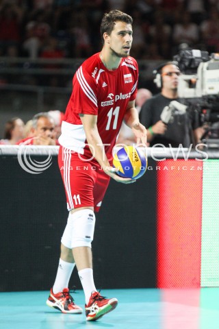  23.08.2015 TORUN ARENA<br />XIII MEMORIAL HUBERTA JERZEGO WAGNERA <br />MECZ POLSKA - IRAN ( MATCH POLAND - IRAN ) <br />N/Z FABIAN DRZYZGA SYLWETKA <br /> 