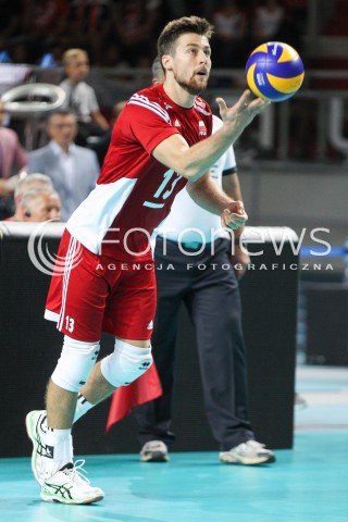  23.08.2015 TORUN ARENA<br />XIII MEMORIAL HUBERTA JERZEGO WAGNERA <br />MECZ POLSKA - IRAN ( MATCH POLAND - IRAN ) <br />N/Z MICHAL KUBIAK SYLWETKA <br /> 