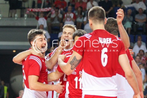  23.08.2015 TORUN ARENA<br />XIII MEMORIAL HUBERTA JERZEGO WAGNERA <br />MECZ POLSKA - IRAN ( MATCH POLAND - IRAN ) <br />N/Z MICHAL KUBIAK ARTUR SZALPUK RADOSC EMOCJE <br /> 