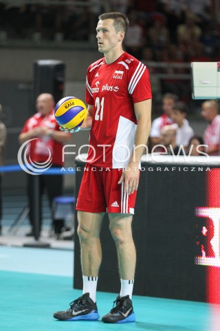  23.08.2015 TORUN ARENA<br />XIII MEMORIAL HUBERTA JERZEGO WAGNERA <br />MECZ POLSKA - IRAN ( MATCH POLAND - IRAN ) <br />N/Z RAFAL BUSZEK SYLWETKA <br /> 