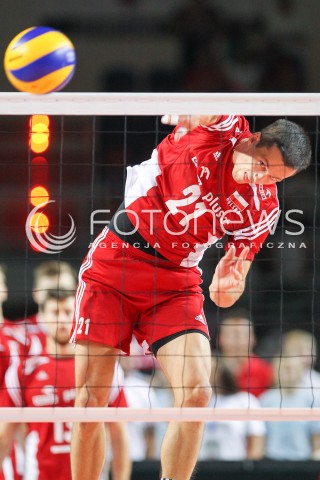  23.08.2015 TORUN ARENA<br />XIII MEMORIAL HUBERTA JERZEGO WAGNERA <br />MECZ POLSKA - IRAN ( MATCH POLAND - IRAN ) <br />N/Z RAFAL BUSZEK SYLWETKA ATAK<br /> 
