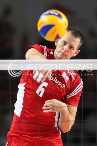  23.08.2015 TORUN ARENA<br />XIII MEMORIAL HUBERTA JERZEGO WAGNERA <br />MECZ POLSKA - IRAN ( MATCH POLAND - IRAN ) <br />N/Z BARTOSZ KUREK SYLWETKA ATAK<br /> 