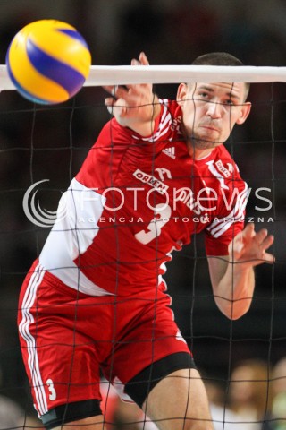  23.08.2015 TORUN ARENA<br />XIII MEMORIAL HUBERTA JERZEGO WAGNERA <br />MECZ POLSKA - IRAN ( MATCH POLAND - IRAN ) <br />N/Z DAWID KONARSKI SYLWETKA ATAK<br /> 