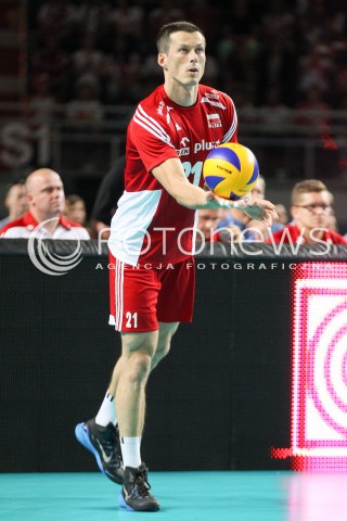  23.08.2015 TORUN ARENA<br />XIII MEMORIAL HUBERTA JERZEGO WAGNERA <br />MECZ POLSKA - IRAN ( MATCH POLAND - IRAN ) <br />N/Z RAFAL BUSZEK SYLWETKA <br /> 