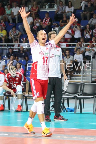  23.08.2015 TORUN ARENA<br />XIII MEMORIAL HUBERTA JERZEGO WAGNERA <br />MECZ POLSKA - IRAN ( MATCH POLAND - IRAN ) <br />N/Z PAWEL ZATORSKI SYLWETKA RADOSC EMOCJE <br /> 