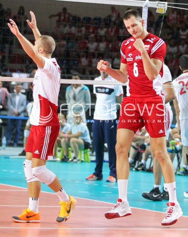  23.08.2015 TORUN ARENA<br />XIII MEMORIAL HUBERTA JERZEGO WAGNERA <br />MECZ POLSKA - IRAN ( MATCH POLAND - IRAN ) <br />N/Z BARTOSZ KUREK RADOSC EMOCJE SYLWETKA <br /> 
