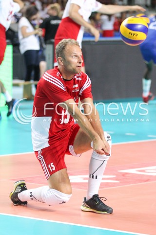 24.08.2015 TORUN ARENA<br />XIII MEMORIAL HUBERTA JERZEGO WAGNERA <br />MECZ POLSKA - FRANCJA ( MATCH POLAND - FRANCE ) <br />N/Z PIOTR GACEK SYLWETKA <br /> 