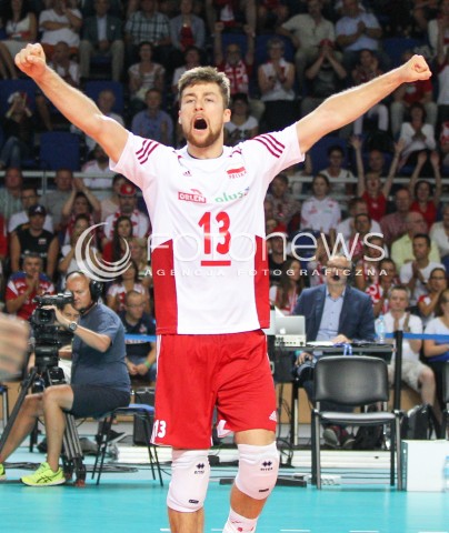  24.08.2015 TORUN ARENA<br />XIII MEMORIAL HUBERTA JERZEGO WAGNERA <br />MECZ POLSKA - FRANCJA ( MATCH POLAND - FRANCE ) <br />N/Z MICHAL KUBIAK SYLWETKA RADOSC EMOCJE <br /> 