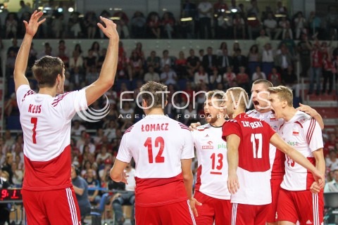  24.08.2015 TORUN ARENA<br />XIII MEMORIAL HUBERTA JERZEGO WAGNERA <br />MECZ POLSKA - FRANCJA ( MATCH POLAND - FRANCE ) <br />N/Z DAWID KONARSKI ARTUR SZALPUK MICHAL KUBIAK RADOSC EMOCJE <br /> 