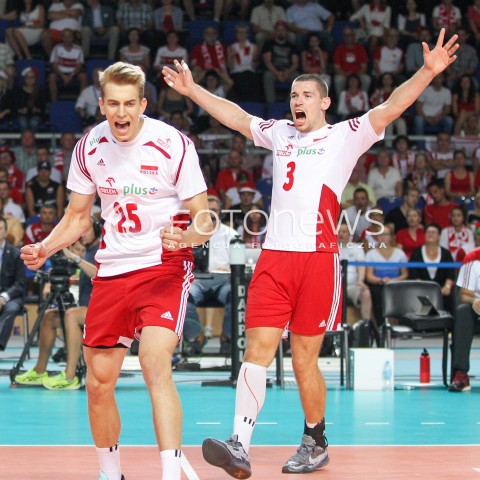  24.08.2015 TORUN ARENA<br />XIII MEMORIAL HUBERTA JERZEGO WAGNERA <br />MECZ POLSKA - FRANCJA ( MATCH POLAND - FRANCE ) <br />N/Z DAWID KONARSKI ARTUR SZALPUK RADOSC EMOCJE SYLWETKA <br /> 