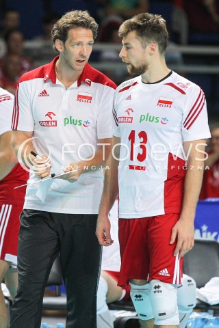  24.08.2015 TORUN ARENA<br />XIII MEMORIAL HUBERTA JERZEGO WAGNERA <br />MECZ POLSKA - FRANCJA ( MATCH POLAND - FRANCE ) <br />N/Z STEPHANE ANTIGA TRENER ( HEAD COACH ) MICHAL KUBIAK <br /> 