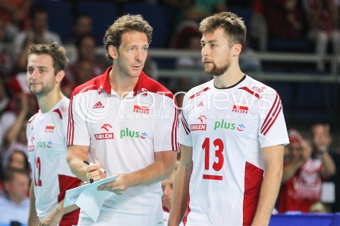  24.08.2015 TORUN ARENA<br />XIII MEMORIAL HUBERTA JERZEGO WAGNERA <br />MECZ POLSKA - FRANCJA ( MATCH POLAND - FRANCE ) <br />N/Z STEPHANE ANTIGA TRENER ( HEAD COACH ) MICHAL KUBIAK <br /> 