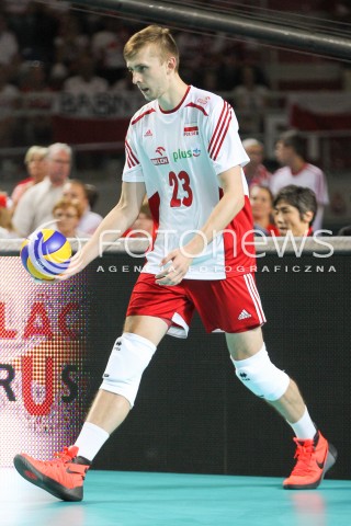  24.08.2015 TORUN ARENA<br />XIII MEMORIAL HUBERTA JERZEGO WAGNERA <br />MECZ POLSKA - FRANCJA ( MATCH POLAND - FRANCE ) <br />N/Z MATEUSZ BIENIEK SYLWETKA <br /> 
