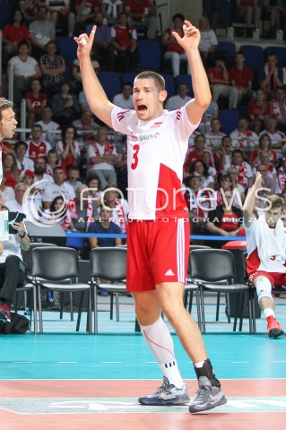  24.08.2015 TORUN ARENA<br />XIII MEMORIAL HUBERTA JERZEGO WAGNERA <br />MECZ POLSKA - FRANCJA ( MATCH POLAND - FRANCE ) <br />N/Z DAWID KONARSKI RADOSC EMOCJE SYLWETKA <br /> 