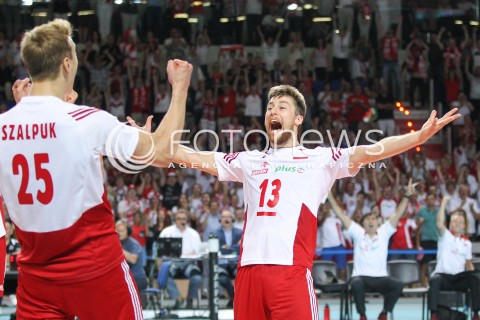  24.08.2015 TORUN ARENA<br />XIII MEMORIAL HUBERTA JERZEGO WAGNERA <br />MECZ POLSKA - FRANCJA ( MATCH POLAND - FRANCE ) <br />N/Z MICHAL KUBIAK ARTUR SZALPUK RADOSC EMOCJE <br /> 