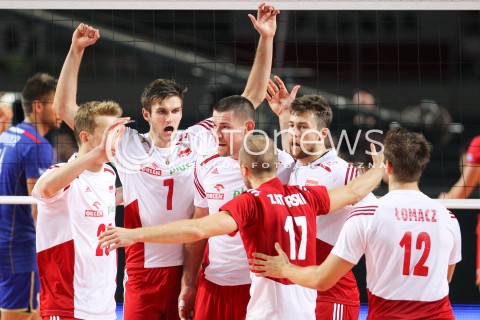  24.08.2015 TORUN ARENA<br />XIII MEMORIAL HUBERTA JERZEGO WAGNERA <br />MECZ POLSKA - FRANCJA ( MATCH POLAND - FRANCE ) <br />N/Z KAROL KLOS DAWID KONARSKI MICHAL KUBIAK RADOSC EMOCJE <br /> 