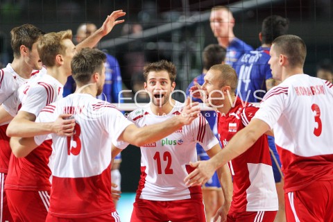  24.08.2015 TORUN ARENA<br />XIII MEMORIAL HUBERTA JERZEGO WAGNERA <br />MECZ POLSKA - FRANCJA ( MATCH POLAND - FRANCE ) <br />N/Z GRZEGORZ LOMACZ PAWEL ZATORSKI RADOSC EMOCJE <br /> 