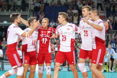  24.08.2015 TORUN ARENA<br />XIII MEMORIAL HUBERTA JERZEGO WAGNERA <br />MECZ POLSKA - FRANCJA ( MATCH POLAND - FRANCE ) <br />N/Z PAWEL ZATORSKI ARTUR SZALPUK MATEUSZ BIENIEK DAWID KONARSKI RADOSC EMOCJE <br /> 