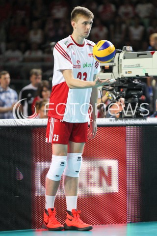  24.08.2015 TORUN ARENA<br />XIII MEMORIAL HUBERTA JERZEGO WAGNERA <br />MECZ POLSKA - FRANCJA ( MATCH POLAND - FRANCE ) <br />N/Z MATEUSZ BIENIEK SYLWETKA <br /> 