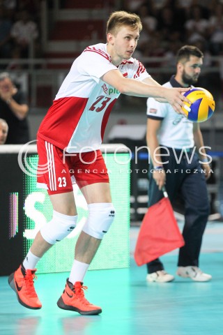  24.08.2015 TORUN ARENA<br />XIII MEMORIAL HUBERTA JERZEGO WAGNERA <br />MECZ POLSKA - FRANCJA ( MATCH POLAND - FRANCE ) <br />N/Z MATEUSZ BIENIEK SYLWETKA <br /> 