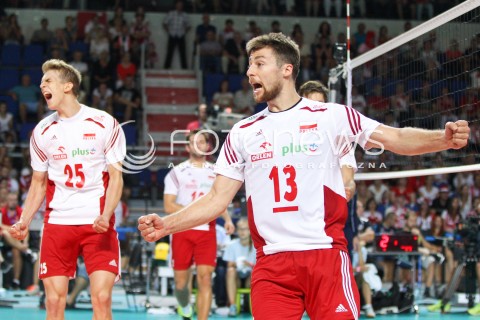  24.08.2015 TORUN ARENA<br />XIII MEMORIAL HUBERTA JERZEGO WAGNERA <br />MECZ POLSKA - FRANCJA ( MATCH POLAND - FRANCE ) <br />N/Z MICHAL KUBIAK ARTUR SZALPUK RADOSC EMOCJE SYLWETKA <br /> 