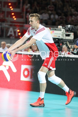  24.08.2015 TORUN ARENA<br />XIII MEMORIAL HUBERTA JERZEGO WAGNERA <br />MECZ POLSKA - FRANCJA ( MATCH POLAND - FRANCE ) <br />N/Z MATEUSZ BIENIEK SYLWETKA <br /> 