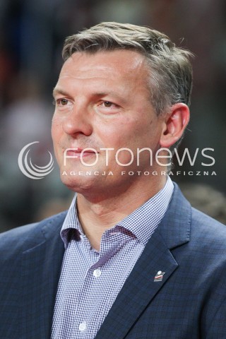  24.08.2015 TORUN ARENA<br />XIII MEMORIAL HUBERTA JERZEGO WAGNERA <br />MECZ POLSKA - FRANCJA ( MATCH POLAND - FRANCE ) <br />N/Z PAWEL PAPKE - PREZES PZPS GLOWKA PORTRET SYLWETKA<br /> 
