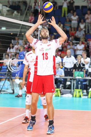  24.08.2015 TORUN ARENA<br />XIII MEMORIAL HUBERTA JERZEGO WAGNERA <br />MECZ POLSKA - FRANCJA ( MATCH POLAND - FRANCE ) <br />N/Z MARCIN MOZDZONEK SYLWETKA <br /> 