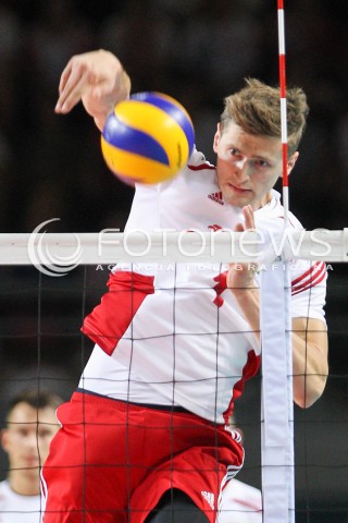  24.08.2015 TORUN ARENA<br />XIII MEMORIAL HUBERTA JERZEGO WAGNERA <br />MECZ POLSKA - FRANCJA ( MATCH POLAND - FRANCE ) <br />N/Z PIOTR NOWAKOWSKI SYLWETKA ATAK<br /> 