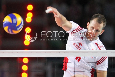  24.08.2015 TORUN ARENA<br />XIII MEMORIAL HUBERTA JERZEGO WAGNERA <br />MECZ POLSKA - FRANCJA ( MATCH POLAND - FRANCE ) <br />N/Z BARTOSZ KUREK SYLWETKA ATAK<br /> 