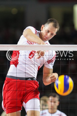  24.08.2015 TORUN ARENA<br />XIII MEMORIAL HUBERTA JERZEGO WAGNERA <br />MECZ POLSKA - FRANCJA ( MATCH POLAND - FRANCE ) <br />N/Z BARTOSZ KUREK SYLWETKA ATAK<br /> 