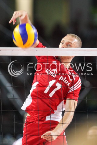  24.08.2015 TORUN ARENA<br />XIII MEMORIAL HUBERTA JERZEGO WAGNERA <br />MECZ POLSKA - FRANCJA ( MATCH POLAND - FRANCE ) <br />N/Z PAWEL ZATORSKI SYLWETKA ATAK<br /> 