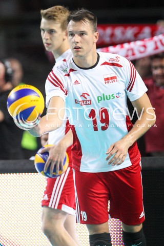  24.08.2015 TORUN ARENA<br />XIII MEMORIAL HUBERTA JERZEGO WAGNERA <br />MECZ POLSKA - FRANCJA ( MATCH POLAND - FRANCE ) <br />N/Z WOJCIECH WLODARCZYK SYLWETKA <br /> 