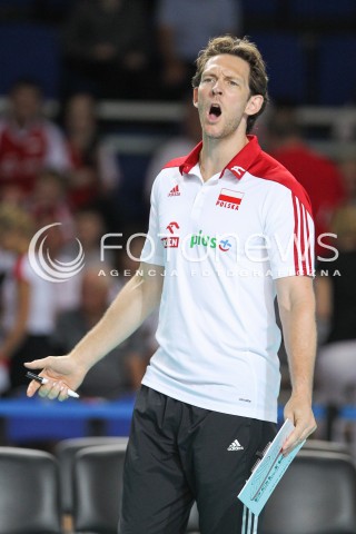  24.08.2015 TORUN ARENA<br />XIII MEMORIAL HUBERTA JERZEGO WAGNERA <br />MECZ POLSKA - FRANCJA ( MATCH POLAND - FRANCE ) <br />N/Z STEPHANE ANTIGA TRENER ( HEAD COACH ) ZLOSC EMOCJE SYLWETKA <br /> 