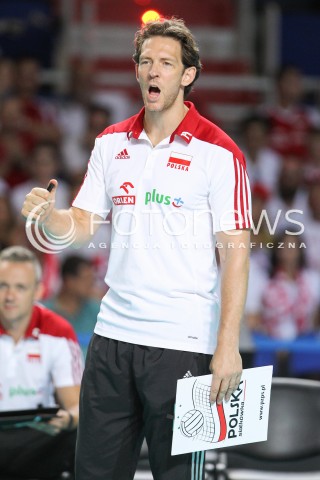  24.08.2015 TORUN ARENA<br />XIII MEMORIAL HUBERTA JERZEGO WAGNERA <br />MECZ POLSKA - FRANCJA ( MATCH POLAND - FRANCE ) <br />N/Z STEPHANE ANTIGA TRENER ( HEAD COACH ) RADOSC EMOCJE SYLWETKA <br /> 