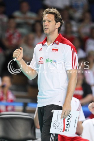  24.08.2015 TORUN ARENA<br />XIII MEMORIAL HUBERTA JERZEGO WAGNERA <br />MECZ POLSKA - FRANCJA ( MATCH POLAND - FRANCE ) <br />N/Z STEPHANE ANTIGA TRENER ( HEAD COACH ) SYLWETKA RADOSC EMOCJE <br /> 
