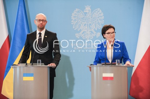  09.09.2015 WARSZAWA<br />WIZYTA PREMIERA UKRAINY W POLSCE<br />N/Z PREMIER RP EWA KOPACZ PREMIER UKRAINY ARSENIJ JACENIUK<br /> 