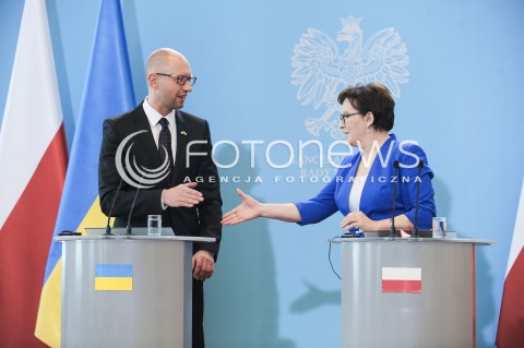  09.09.2015 WARSZAWA<br />WIZYTA PREMIERA UKRAINY W POLSCE<br />N/Z PREMIER RP EWA KOPACZ PREMIER UKRAINY ARSENIJ JACENIUK<br /> 