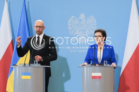 09.09.2015 WARSZAWA<br />WIZYTA PREMIERA UKRAINY W POLSCE<br />N/Z PREMIER RP EWA KOPACZ PREMIER UKRAINY ARSENIJ JACENIUK<br /> 