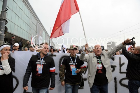  12.09.2015 WARSZAWA<br />MANIFESTACJA POLACY PRZECIW IMIGRANTOM<br />N/Z STRAJKUJACY<br /> 