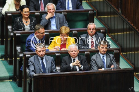  16.09.2015 WARSZAWA SEJM<br />NADZWYCZAJNE POSIEDZENIE SEJMU<br />N/Z JAROSLAW KACZYNSKI BEATA SZYDLO MAREK KUCHCINSKI MARIUSZ BLASZCZAK<br /> 