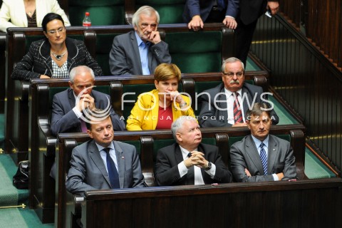  16.09.2015 WARSZAWA SEJM<br />NADZWYCZAJNE POSIEDZENIE SEJMU<br />N/Z JAROSLAW KACZYNSKI BEATA SZYDLO MARIUSZ BLASZCZAK MAREK KUCHCINSKI<br /> 