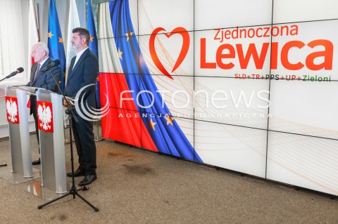  26.09.2015 WARSZAWA<br />KONFERENCJA PRASOWA LESZKA MILLERA I JANUSZA PALIKOTA<br />N/Z JANUSZ PALIKOT LESZEK MILLER<br /> 