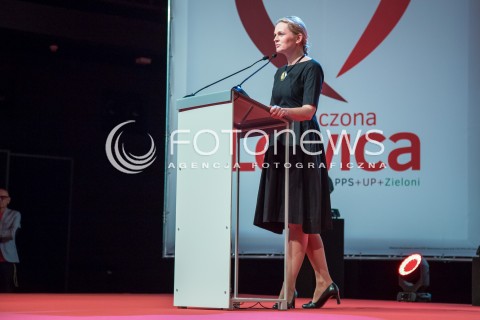  04.10.2015 LODZ<br />KONWENCJA WYBORCZA ZJEDNOCZONEJ LEWICY<br />PREZENTACJA KANDYDATKI NA PREMIERA<br />N/Z BARBARA NOWACKA<br /> 