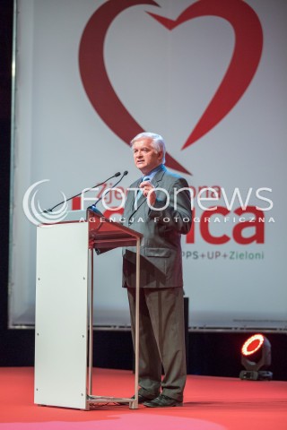  04.10.2015 LODZ<br />KONWENCJA WYBORCZA ZJEDNOCZONEJ LEWICY<br />PREZENTACJA KANDYDATKI NA PREMIERA<br />N/Z WLODZIMIERZ CIMOSZEWICZ<br /> 