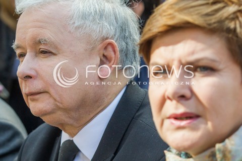  04.10.2015 STRACHOCINA <br />WIZYTA PREZESA PIS JAROSLAWA KACZYNSKIEGO I KANDYDATKI PIS NA URZAD PREMIERA BEATY SZYDLO W SANKTUARIUM SW. ANDRZEJA BOBOLI W STRACHOCINIE NA PODKARPACIU<br />N/Z JAROSLAW KACZYNSKI BEATA SZYDLO<br /> 