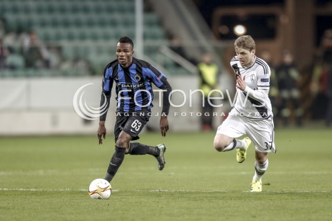  22.10.2015 WARSZAWA PILKA NOZNA <br />FOOTBALL POLISH LIGA EUROPY STADION LEGII <br />MECZ LEGIA WARSZAWA - CLUB BRUGGE<br />N/Z BOLI NGOLI MBOMBO DOMINIK FURMAN<br /> 